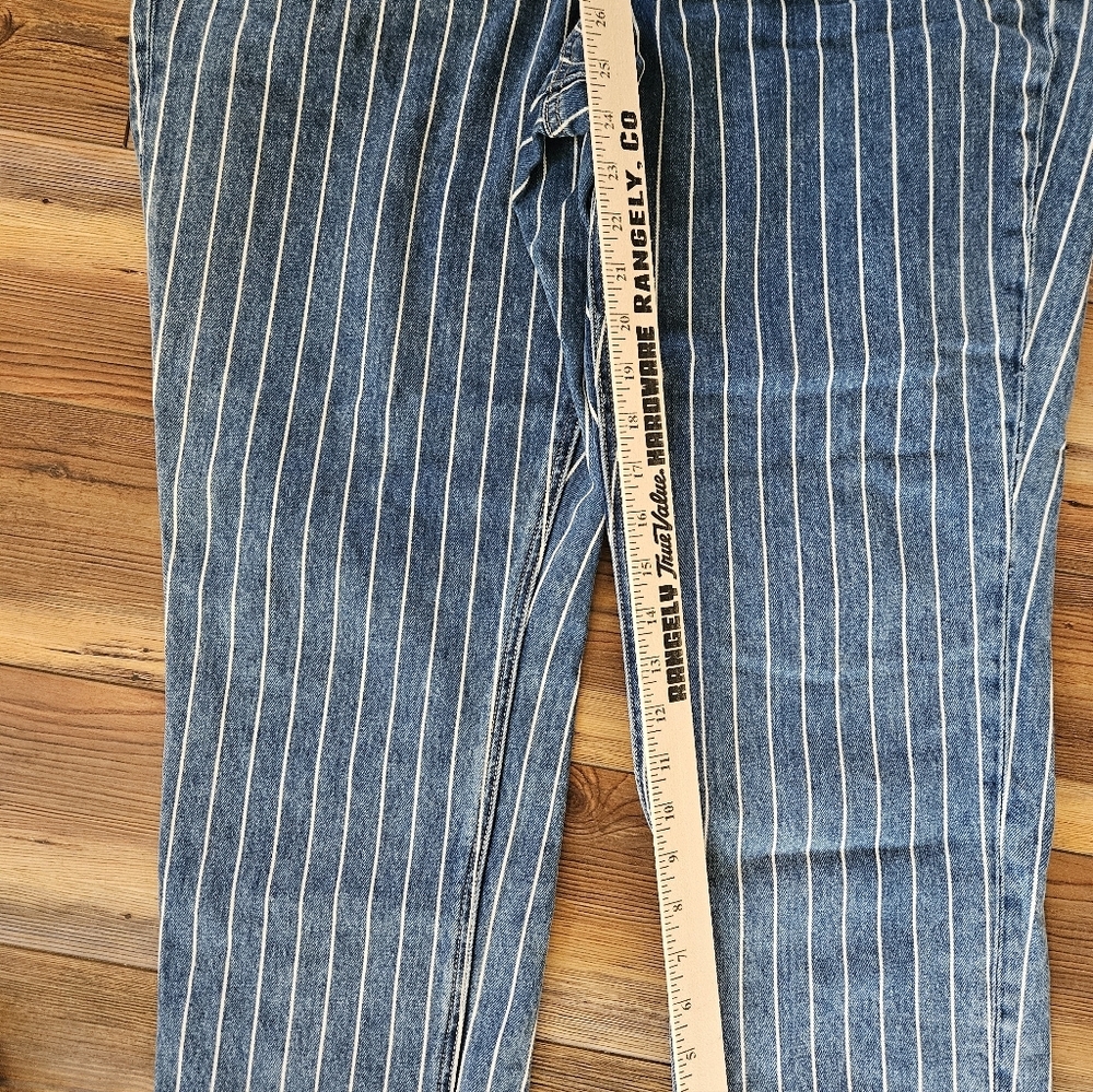 America Eagle Blue Striped Mom Jeans Size 16 - Picture 9 of 12